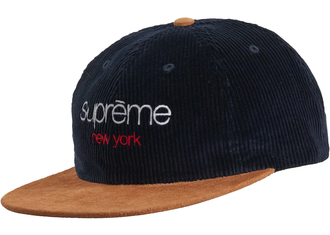 Supreme Classic Logo Corduroy 6-Panel Navy