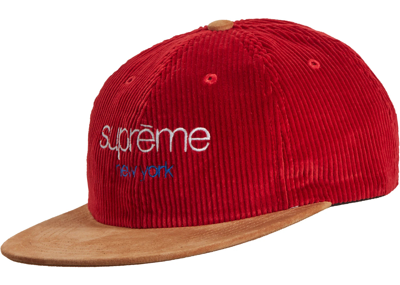 Supreme Classic Logo Corduroy 6-Panel Red