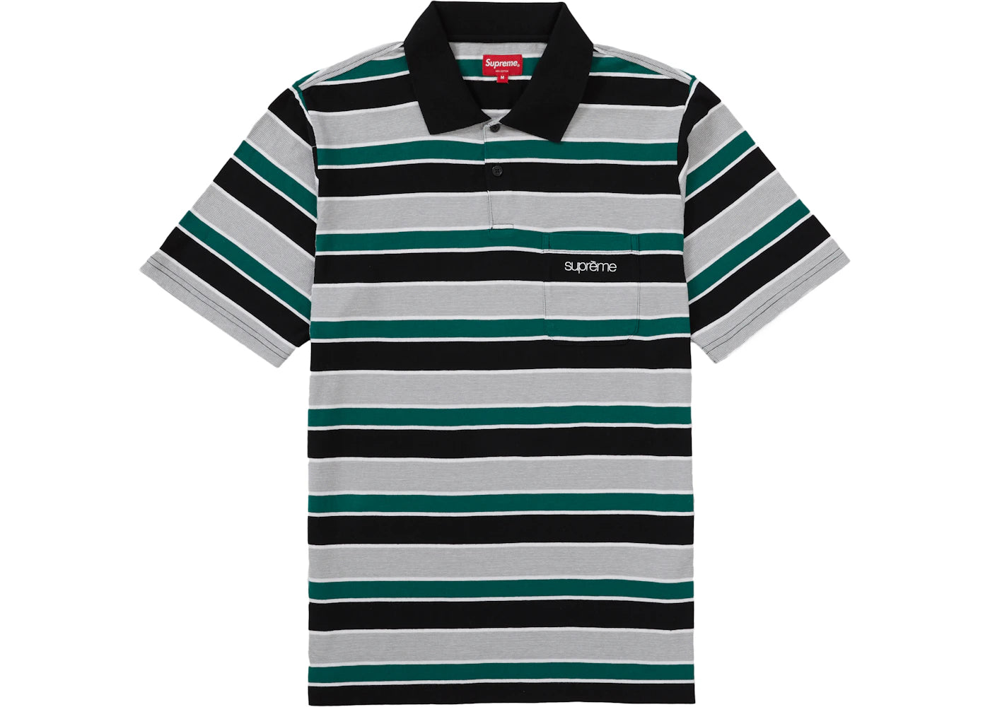 Supreme Classic Logo Stripe Polo Black