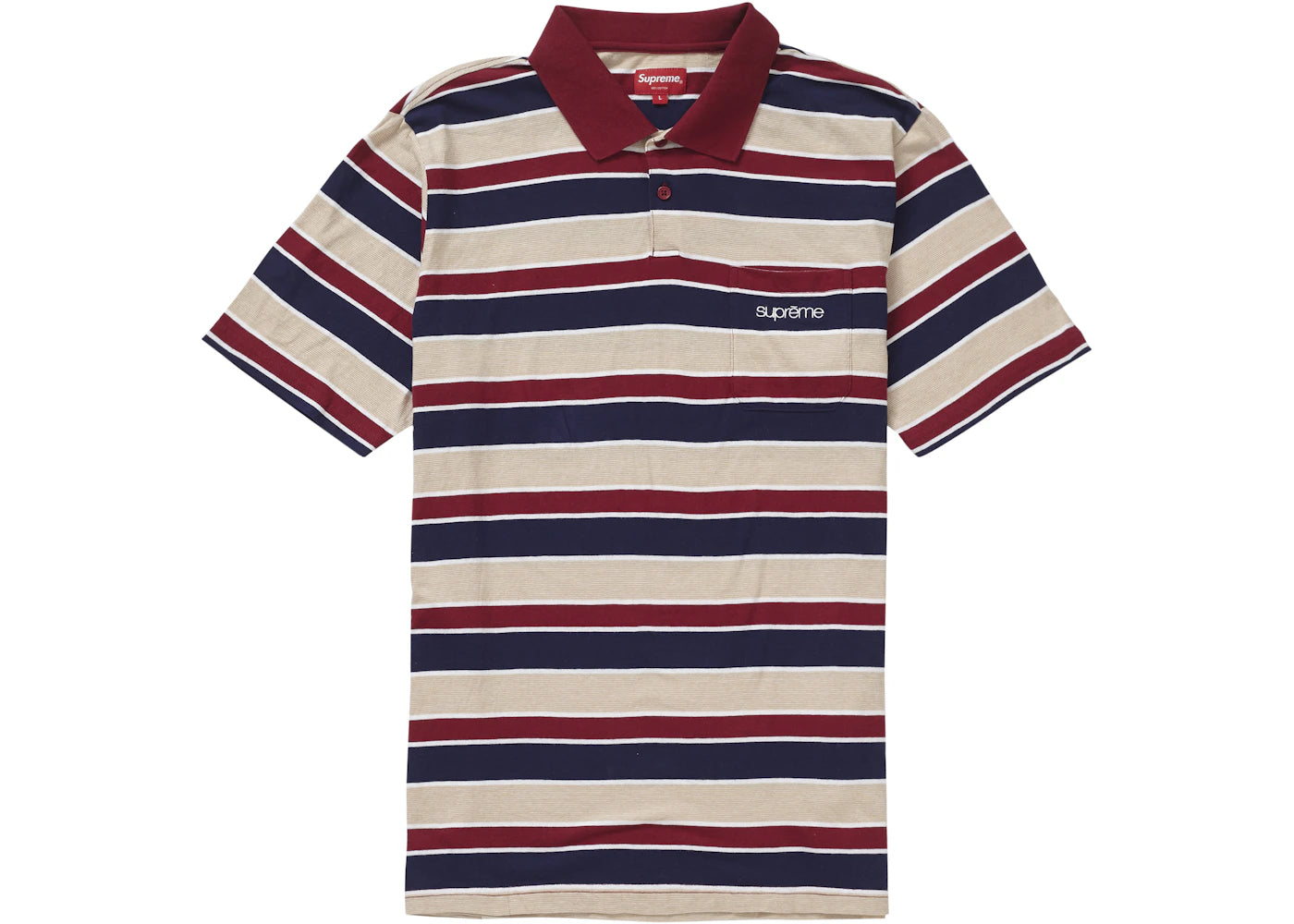 Supreme Classic Logo Stripe Polo Dark Red