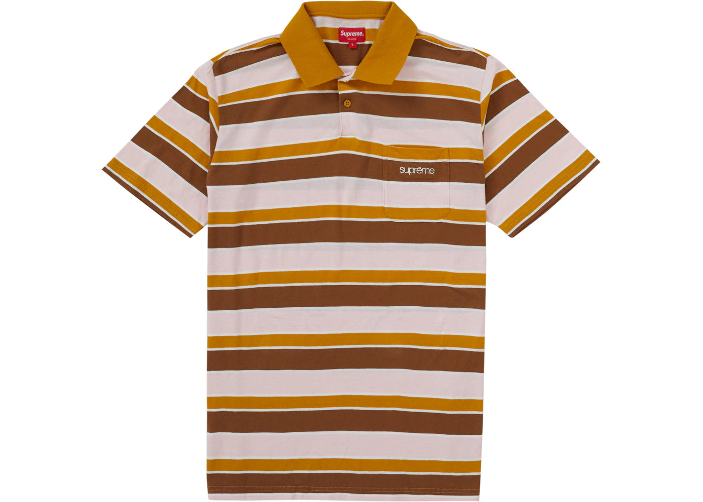 Supreme Classic Logo Stripe Polo Mustard