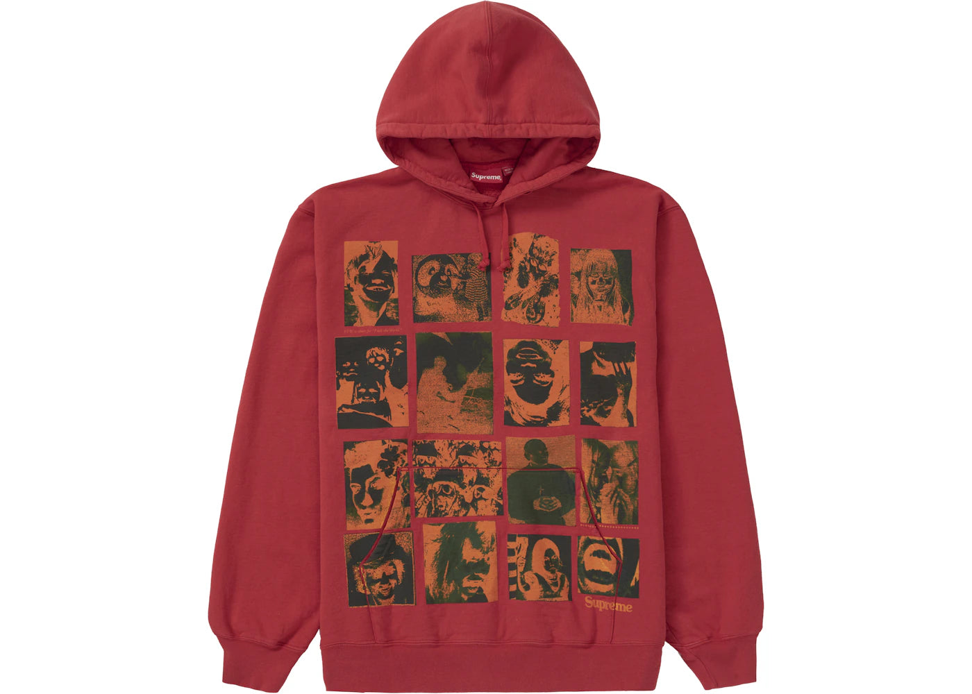 Supreme Collage Grid Hooded Sweatshirt Burnt Red