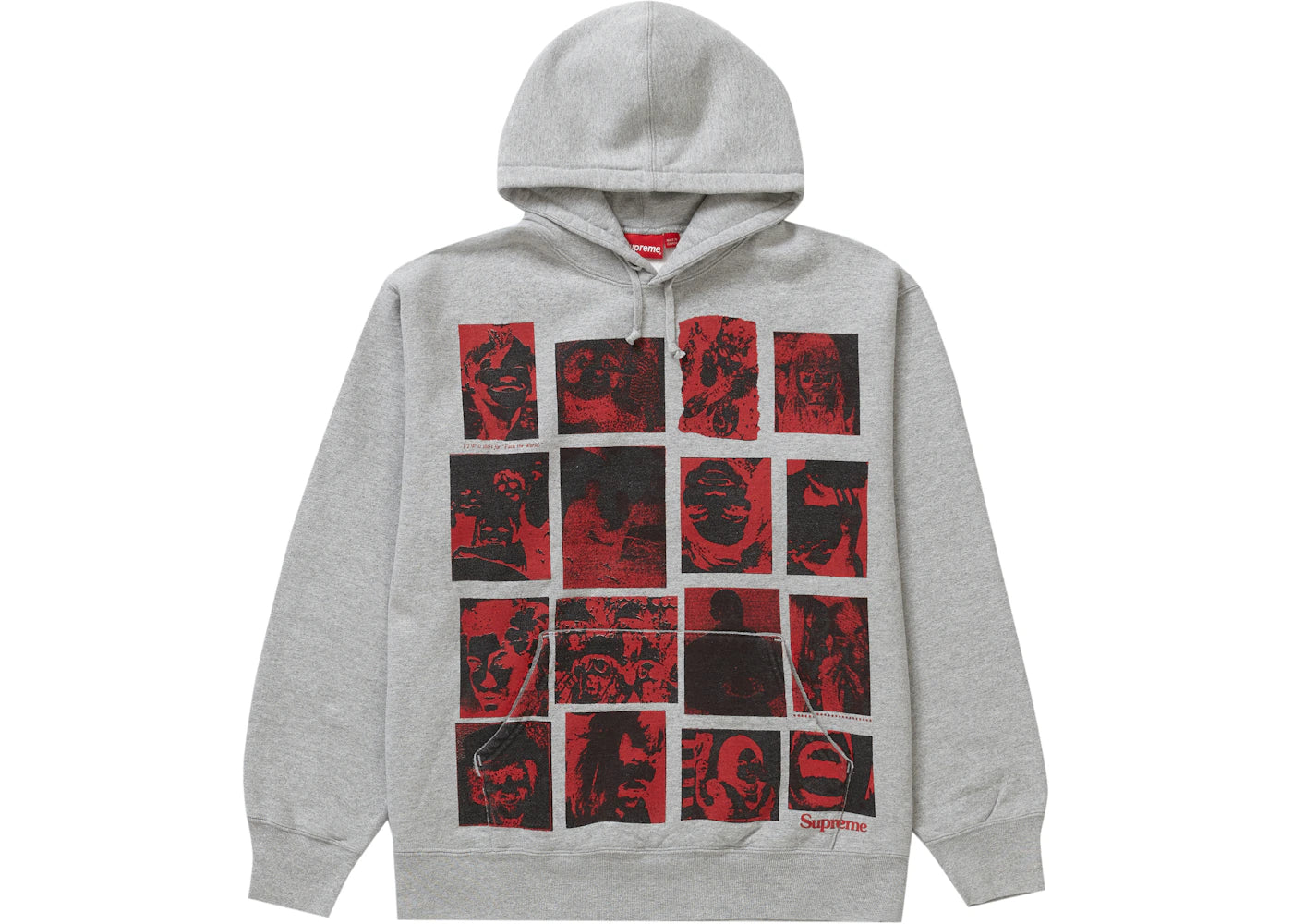 Supreme Collage Grid Hooded Sweatshirt Heather Grey