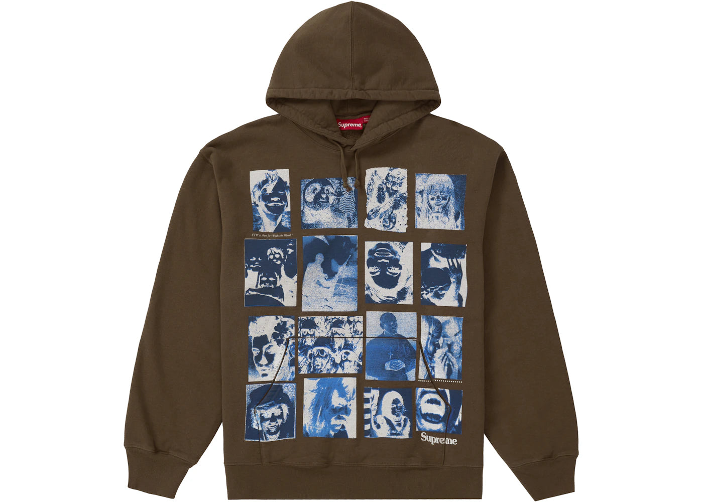 Supreme Collage Grid Hooded Sweatshirt Olive Brown