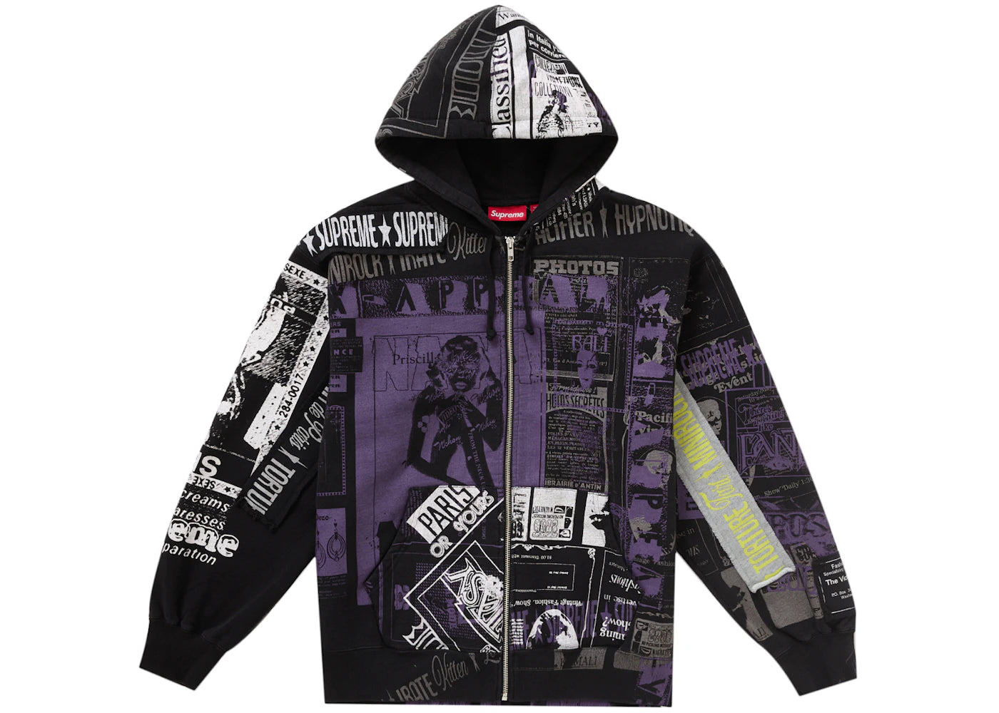 Supreme Collage Zip Up Hooded Sweatshirt Black