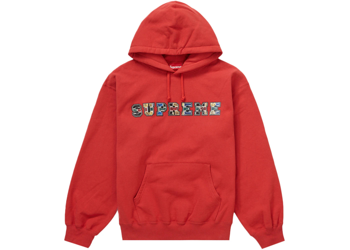 Supreme Collegiate Patchwork Leather Hooded Sweatshirt Burnt Red