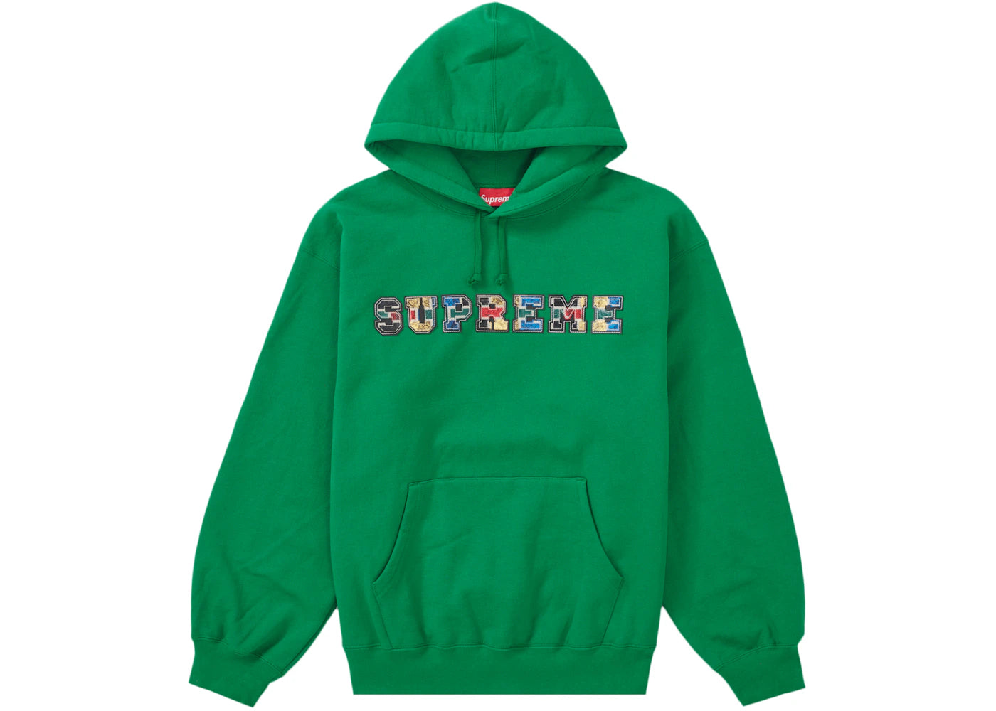 Supreme Collegiate Patchwork Leather Hooded Sweatshirt Green