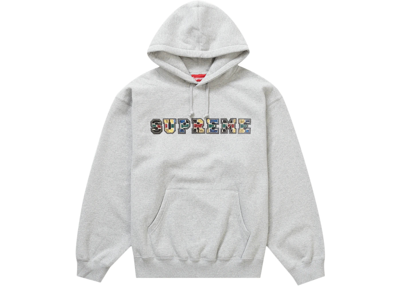 Supreme Collegiate Patchwork Leather Hooded Sweatshirt Heather Grey