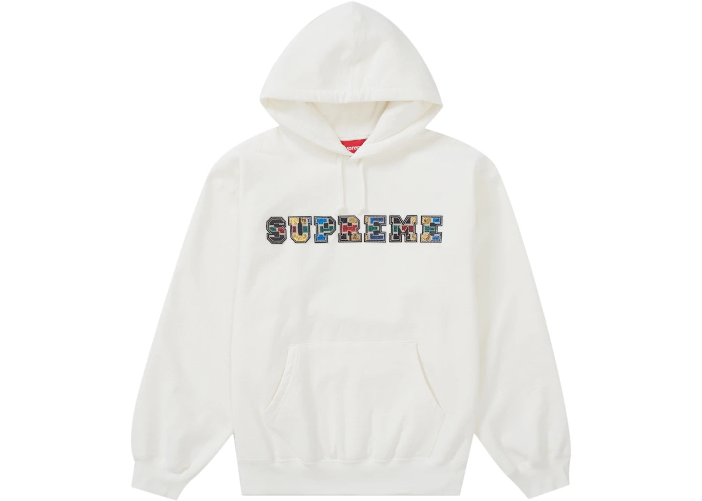 Supreme Collegiate Patchwork Leather Hooded Sweatshirt White