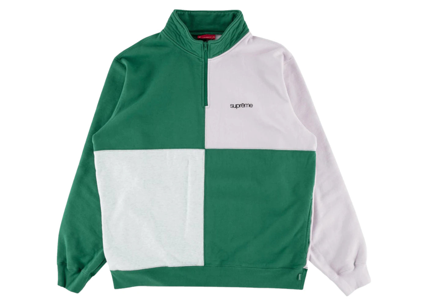 Supreme Color Blocked Half Zip Sweatshirt Light Pine