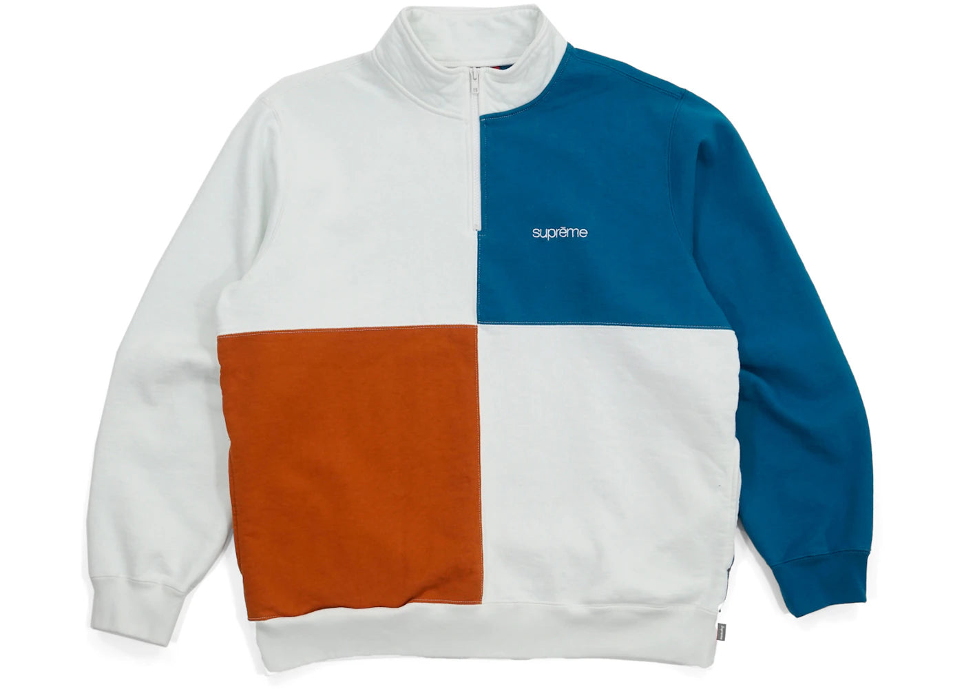 Supreme Color Blocked Half Zip Sweatshirt White