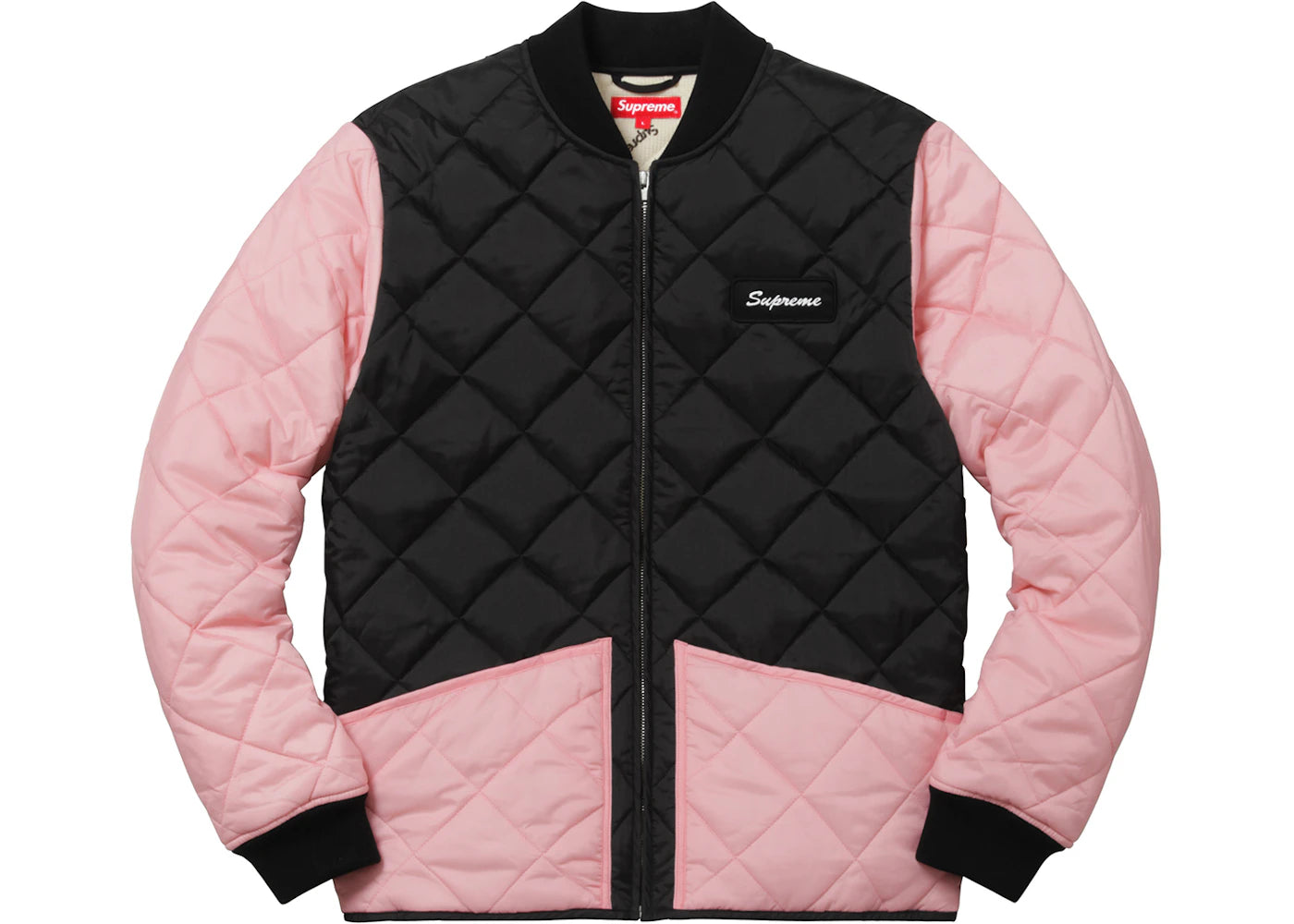 Supreme Color Blocked Quilted Jacket Pink