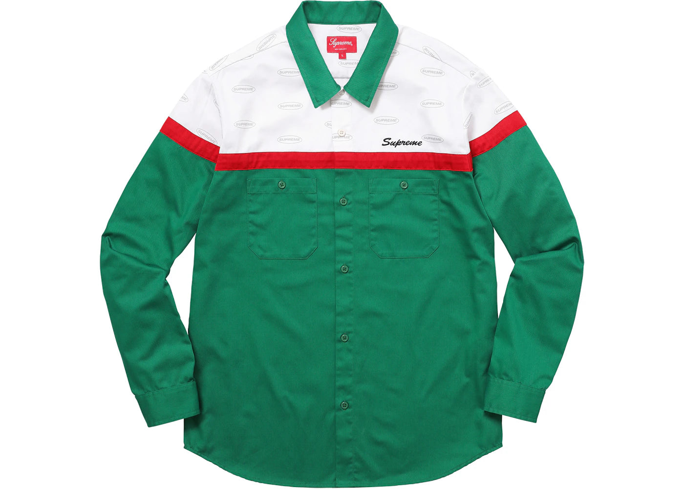 Supreme Color Blocked Work Shirt Green