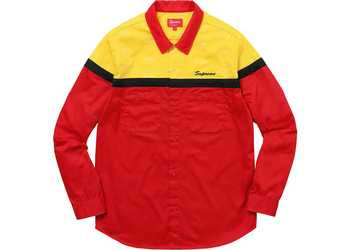 Supreme Color Blocked Work Shirt Red