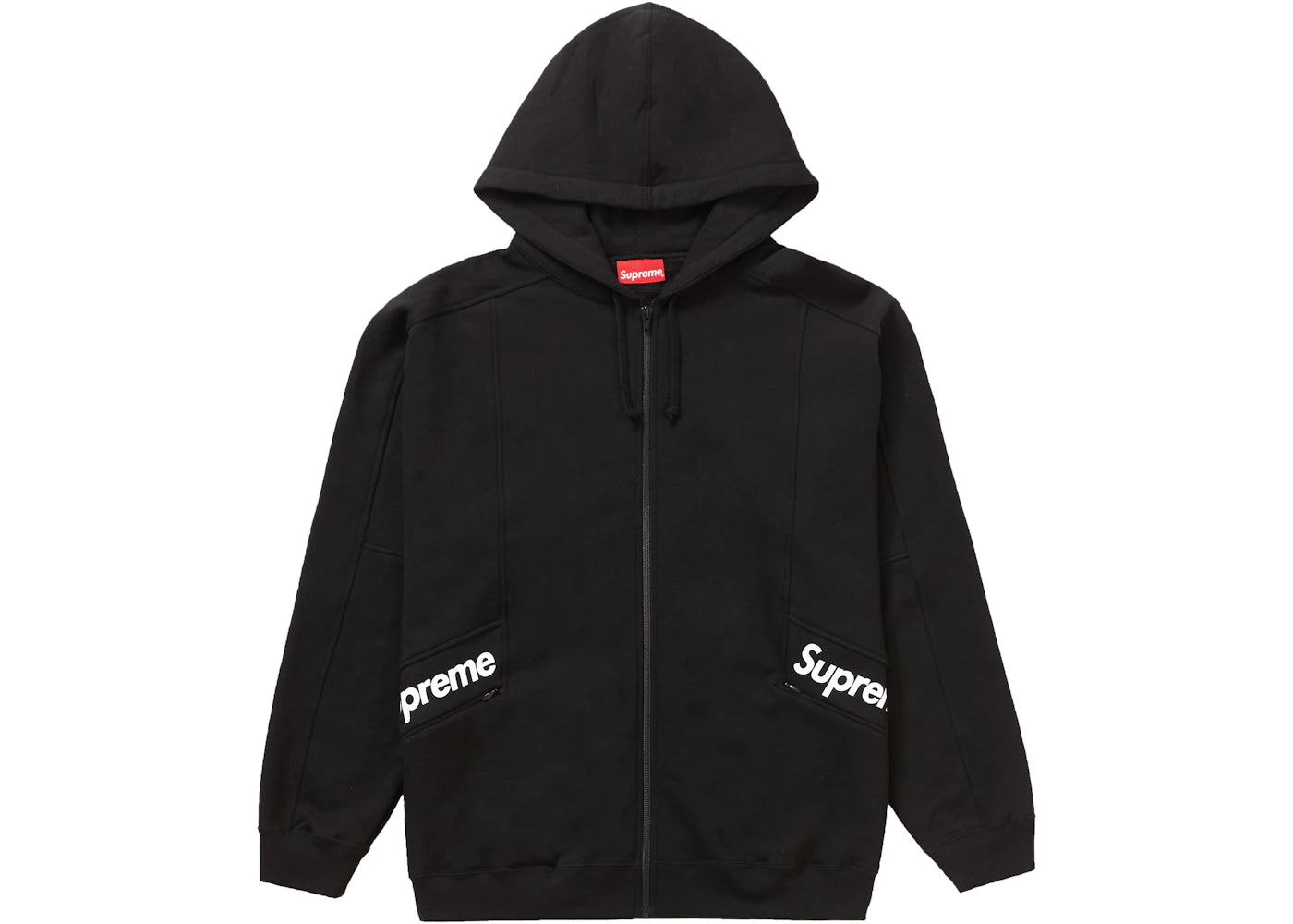 Supreme Color Blocked Zip Up Hooded Sweatshirt Black