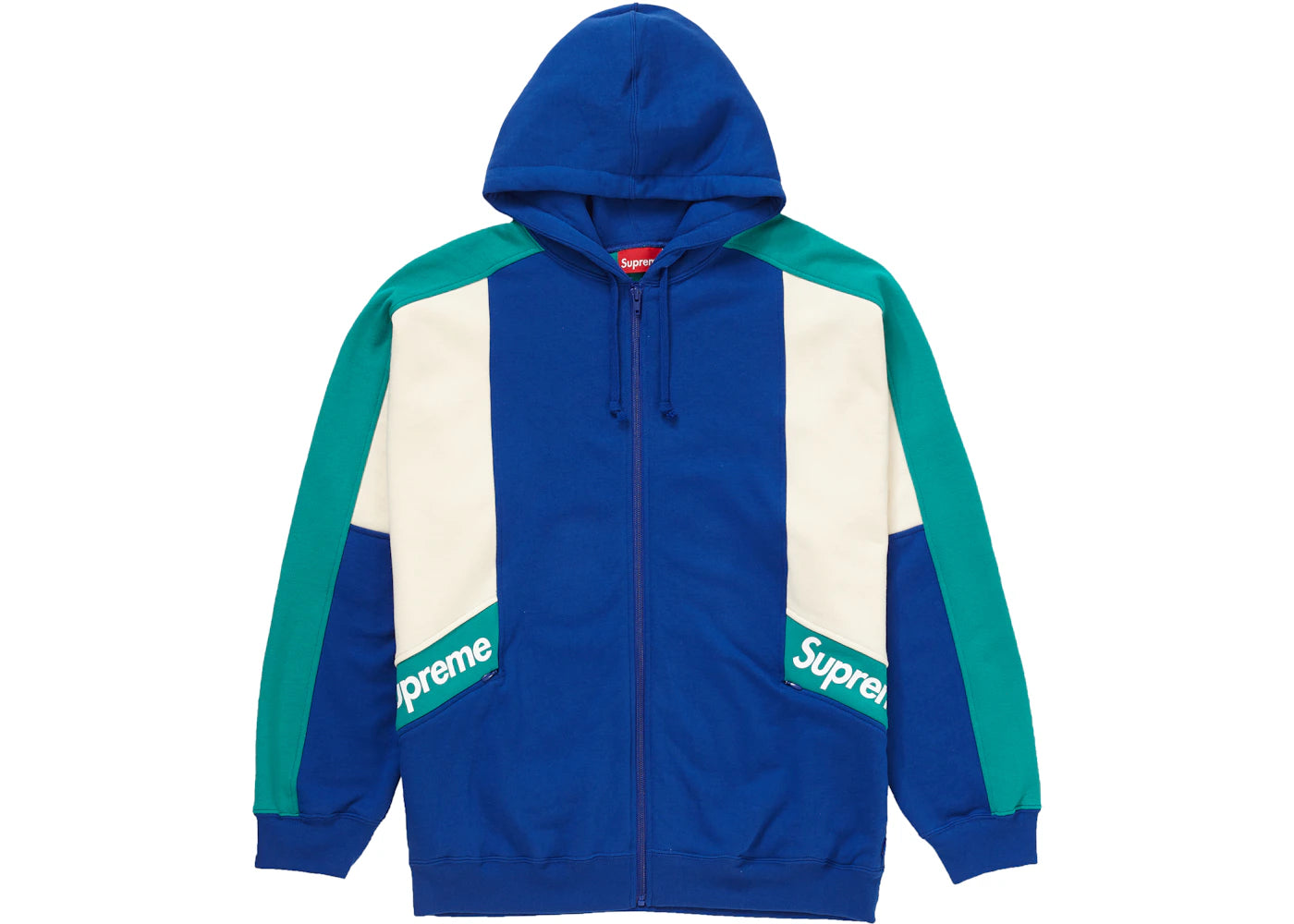 Supreme Color Blocked Zip Up Hooded Sweatshirt Royal