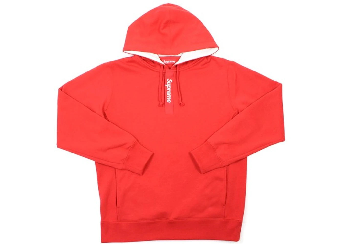 Supreme Contrast Plackett Hooded Sweatshirt Red
