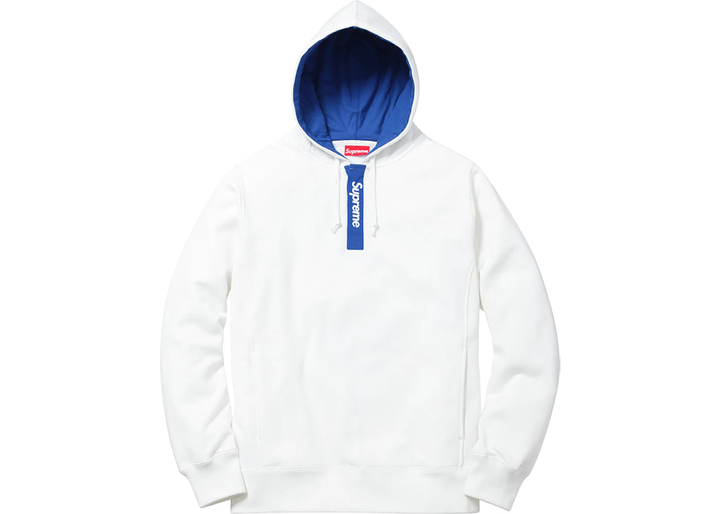 Supreme Contrast Plackett Hooded Sweatshirt White