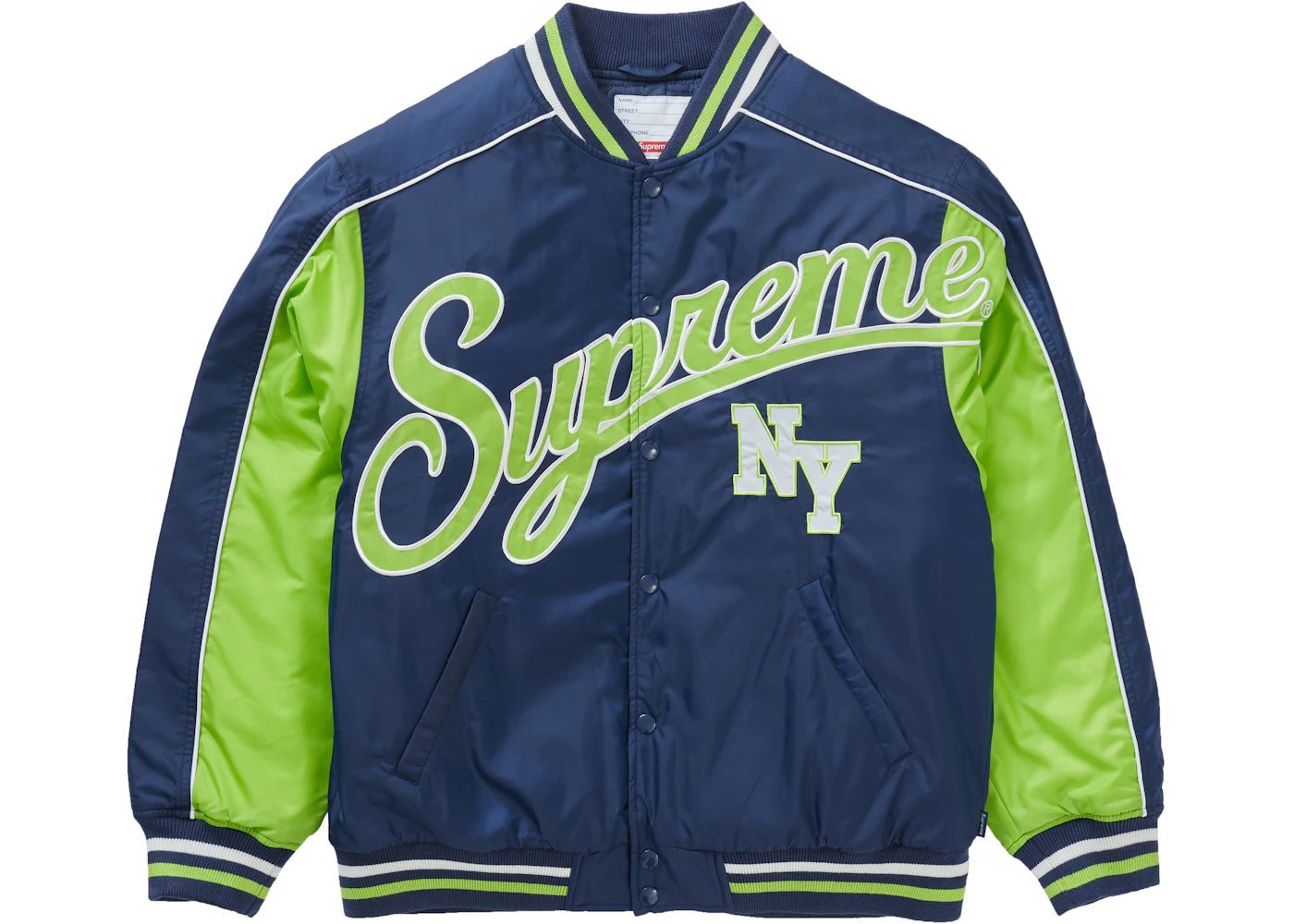 Supreme Contrast Script Varsity Jacket Navy