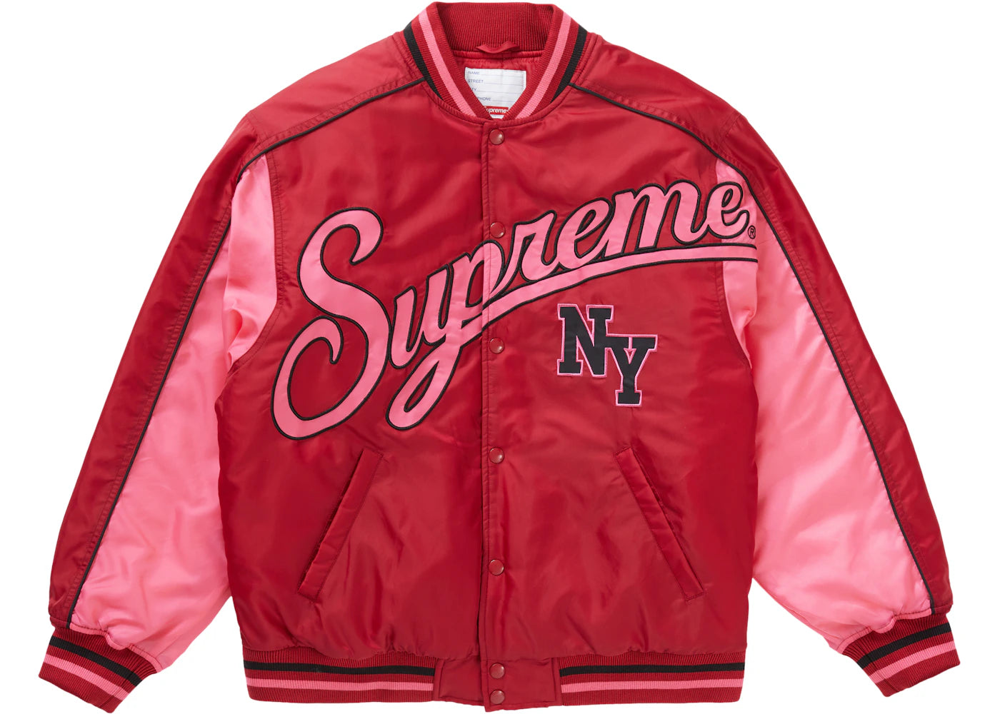 Supreme Contrast Script Varsity Jacket Red