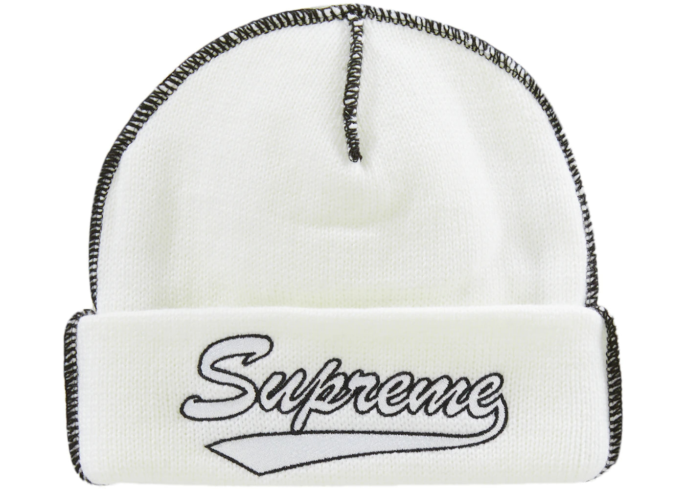 Supreme Contrast Stitch Beanie (FW22) White