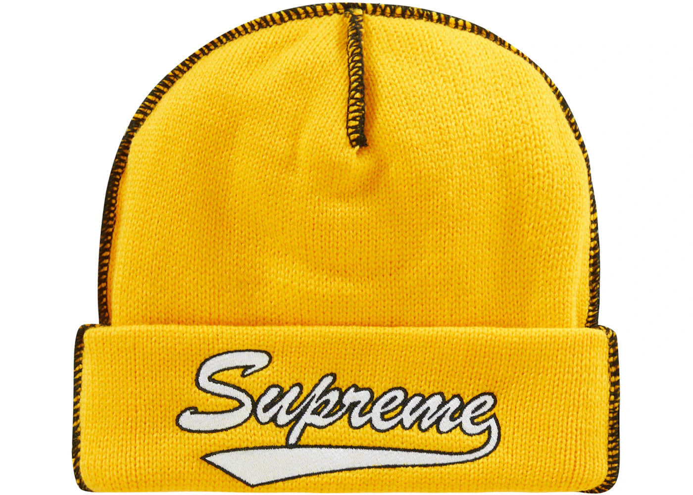 Supreme Contrast Stitch Beanie (FW22) Yellow