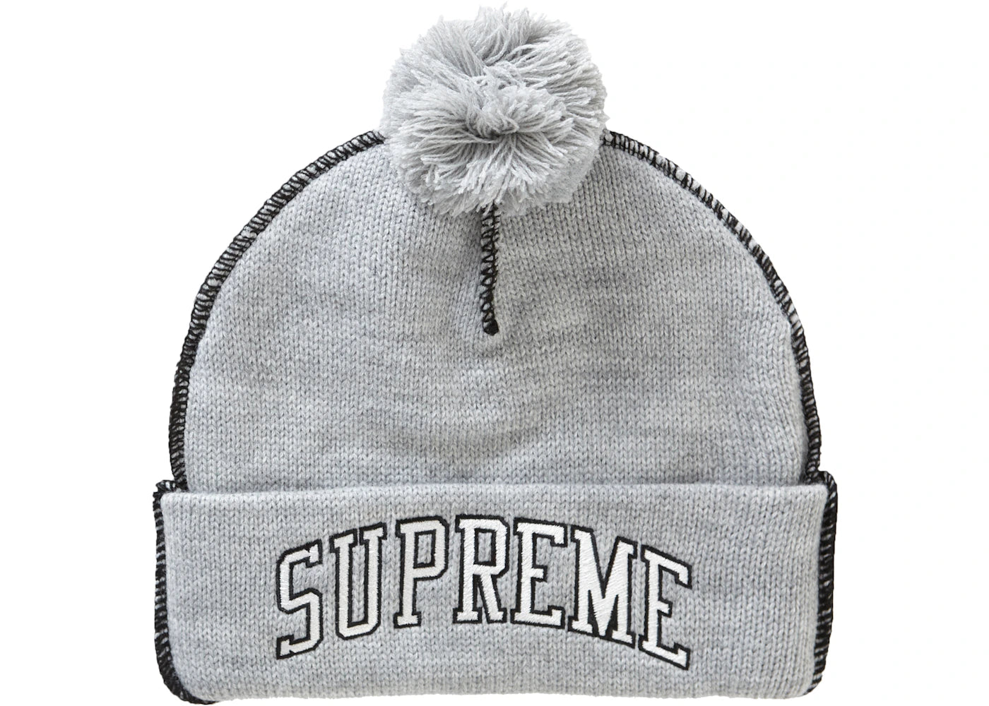 Supreme Contrast Stitch Beanie Heather Grey