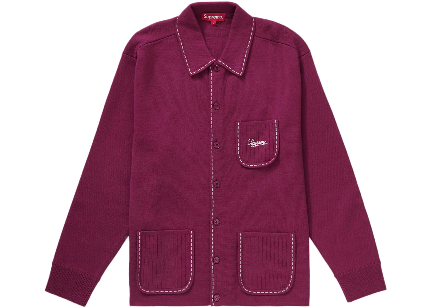Supreme Contrast Stitch Button Up Fuchsia