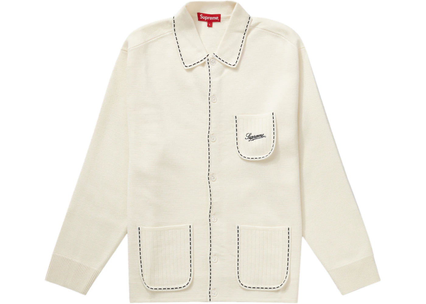 Supreme Contrast Stitch Button Up Natural