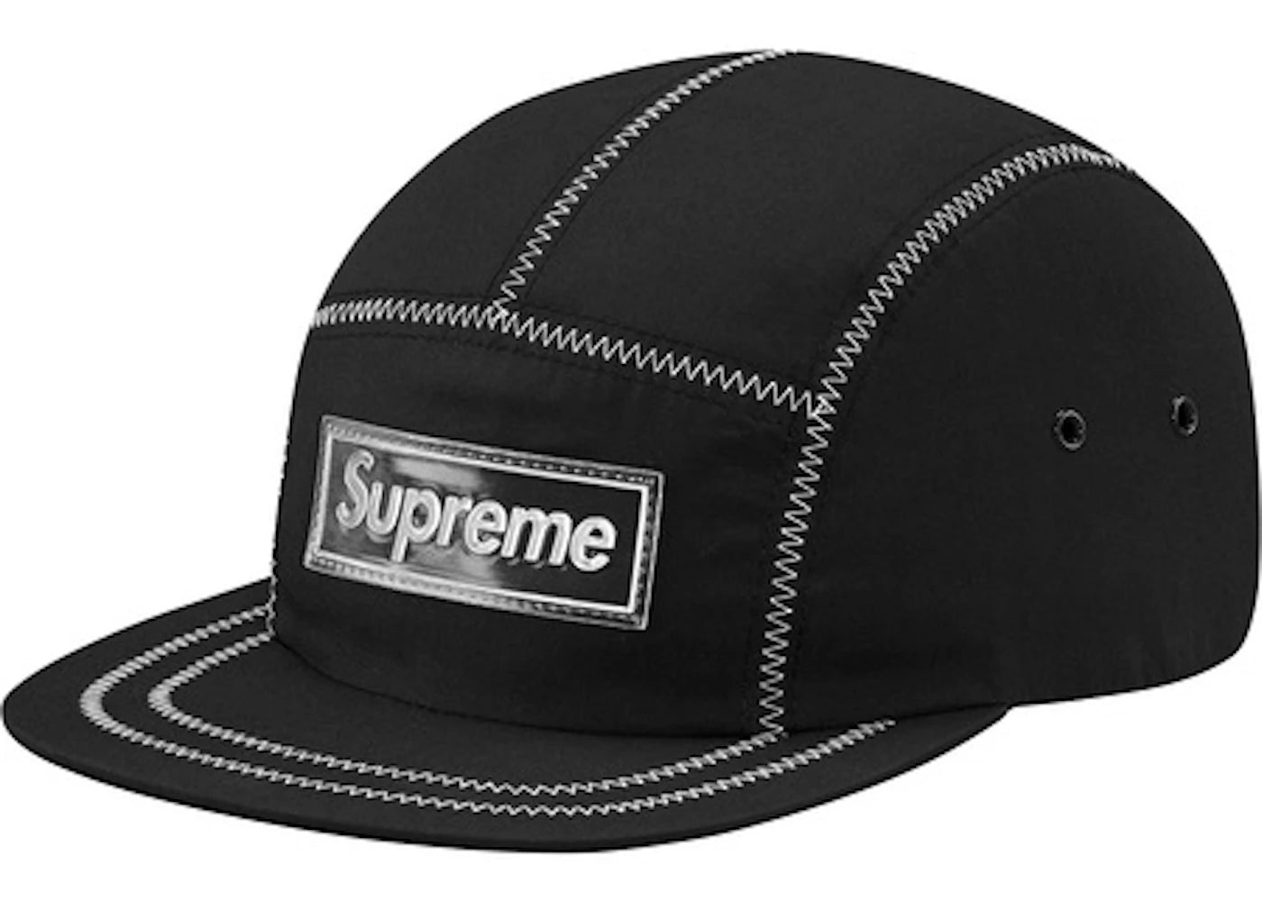 Supreme Contrast Stitch Camp Cap Black