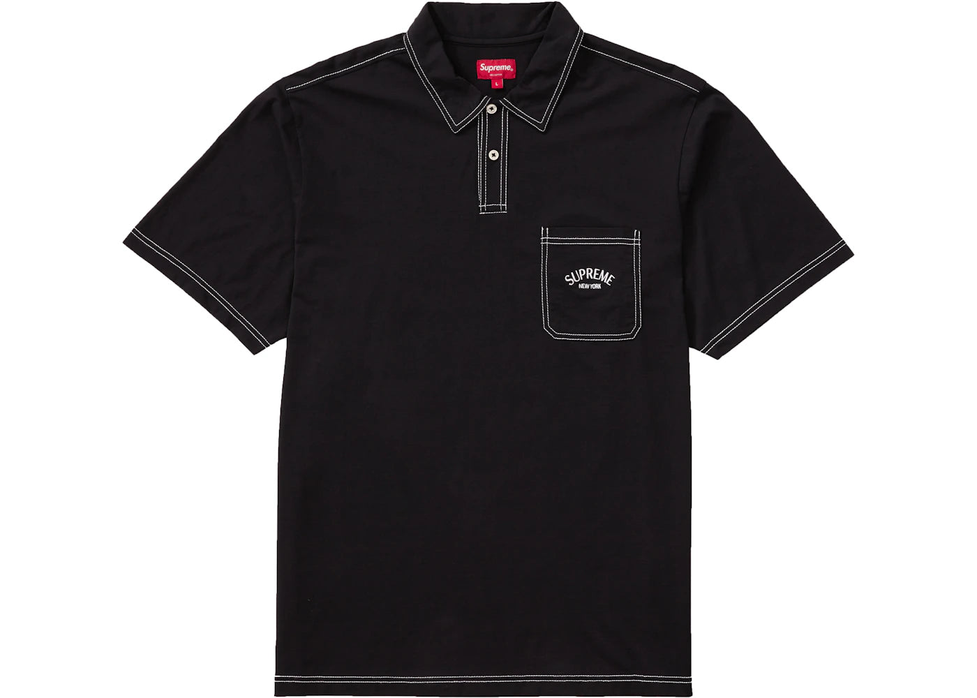 Supreme Contrast Stitch Polo Black
