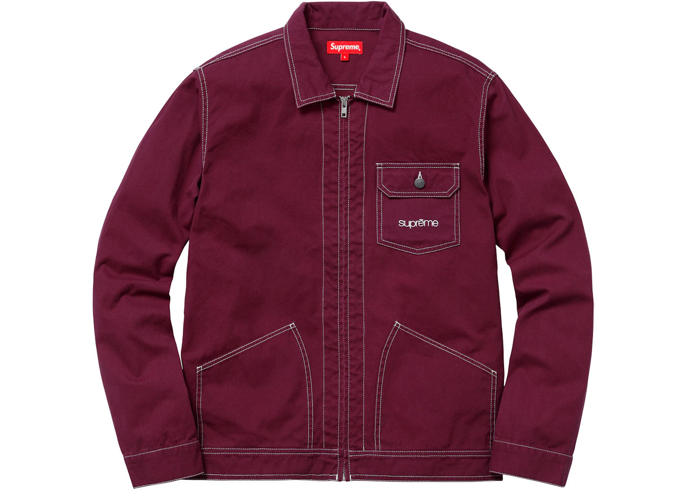 Supreme Contrast Stitch Work Jacket Light Burgundy