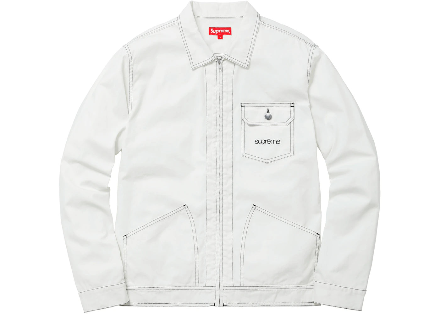 Supreme Contrast Stitch Work Jacket White