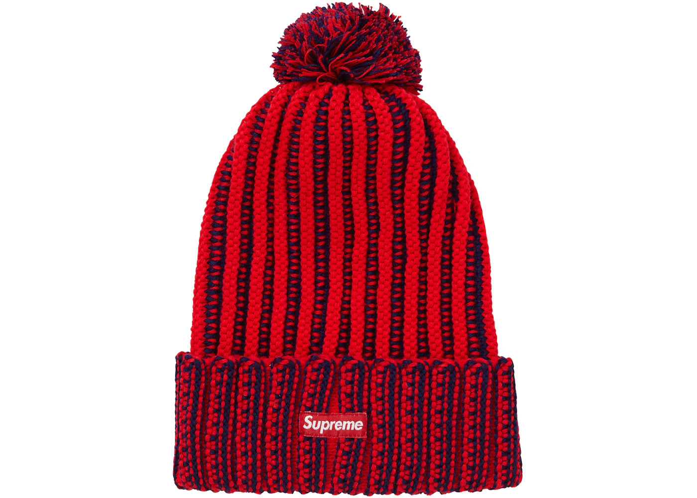 Supreme Contrast Stripe Beanie Red