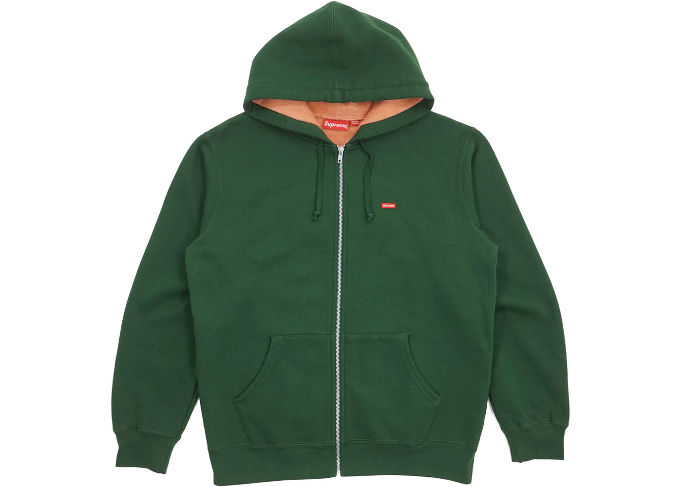 Supreme Contrast Zip Up Hooded Sweatshirt Dark Green
