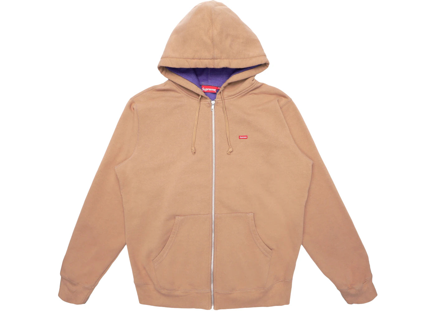 Supreme Contrast Zip Up Hooded Sweatshirt Light Brown