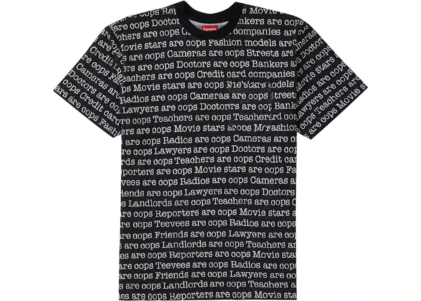Supreme Cops Jacquard Pocket Tee Black