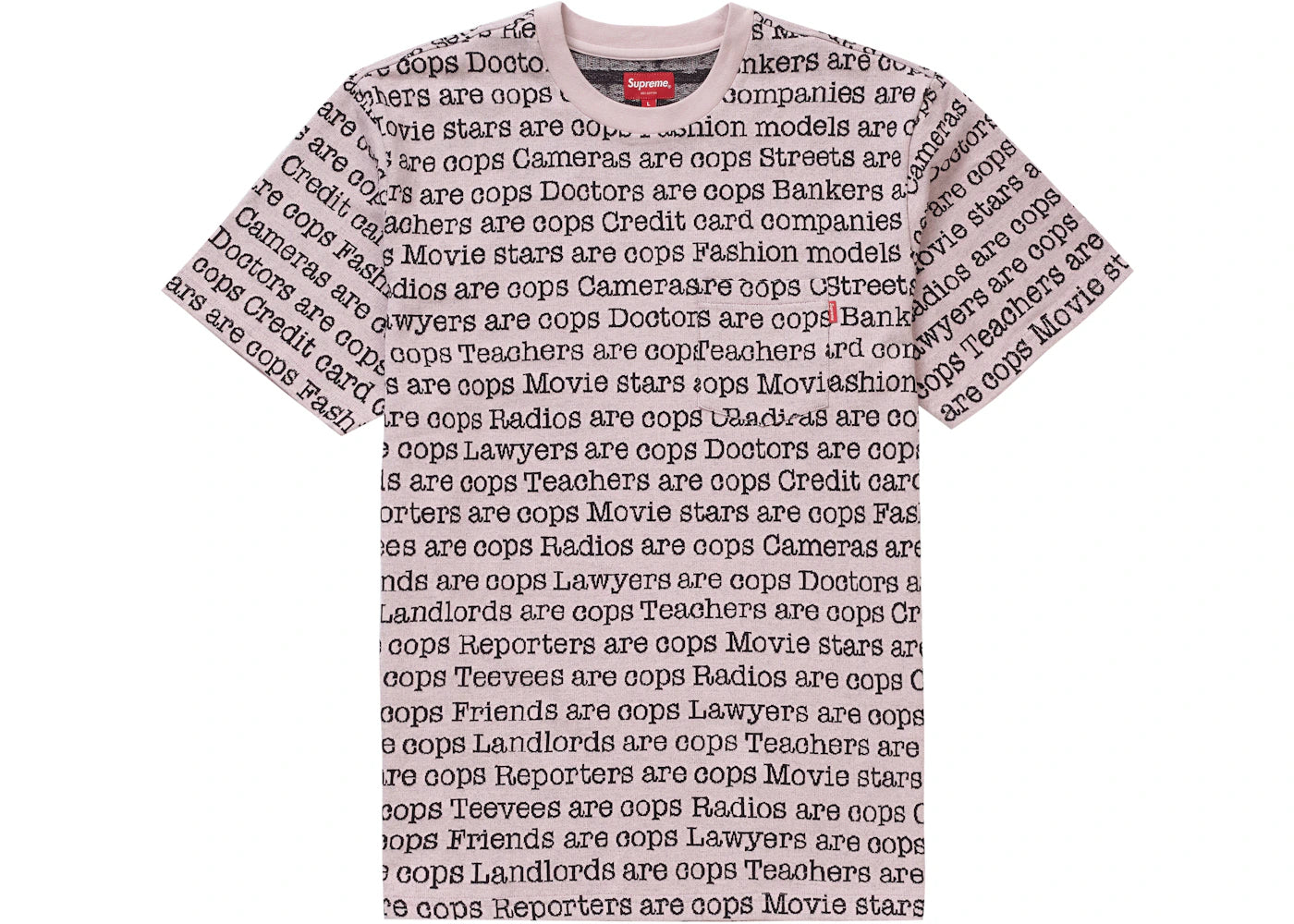 Supreme Cops Jacquard Pocket Tee Light Pink