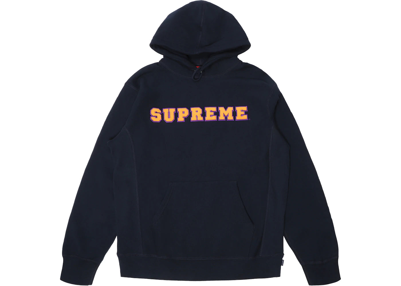 Supreme Cord Collegiate Logo Hooded Sweatshirt Navy