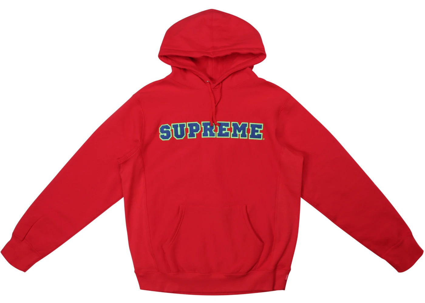 Supreme Cord Collegiate Logo Hooded Sweatshirt Red