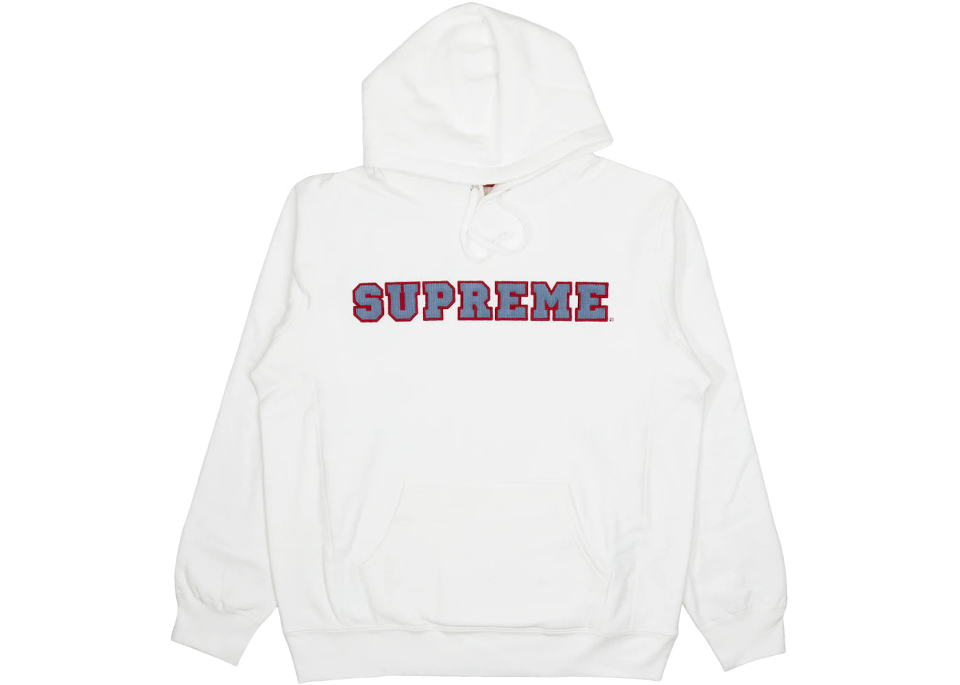 Supreme Cord Collegiate Logo Hooded Sweatshirt White