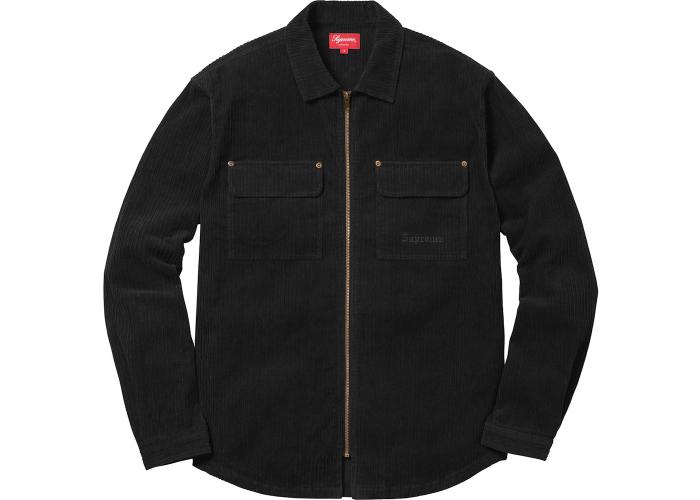 Supreme Corduroy Zip Up Shirt Black