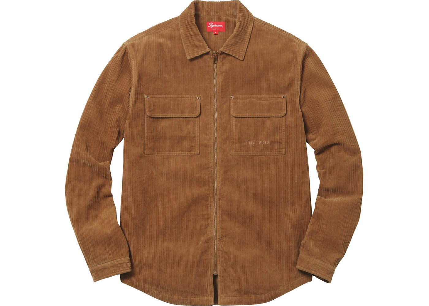 Supreme Corduroy Zip Up Shirt Brown