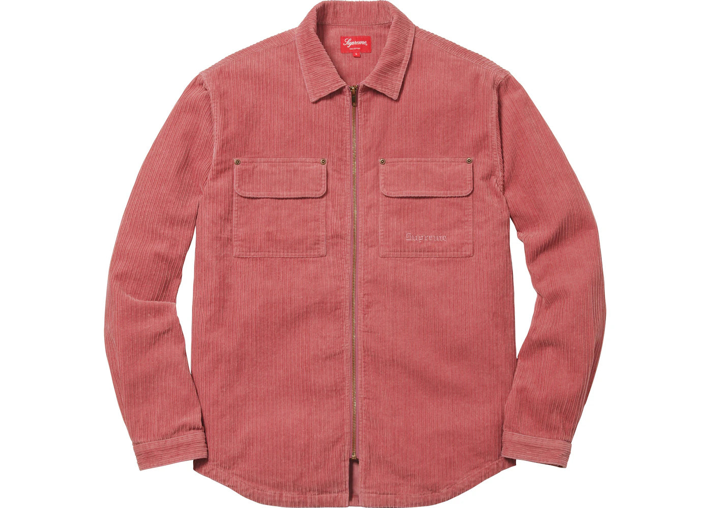 Supreme Corduroy Zip Up Shirt Rose