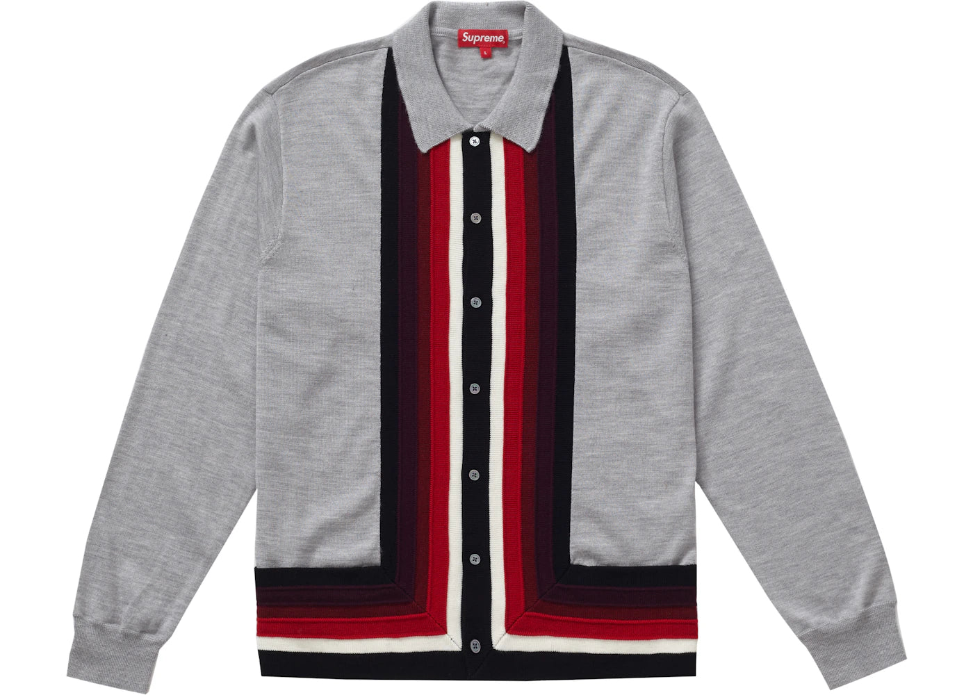 Supreme Corner Stripe Polo Sweater Grey