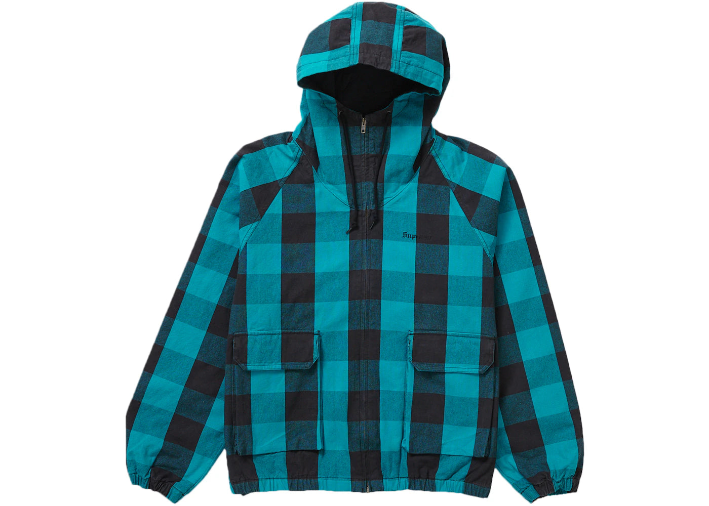 Supreme Cotton Hooded Jacket Teal Plaid