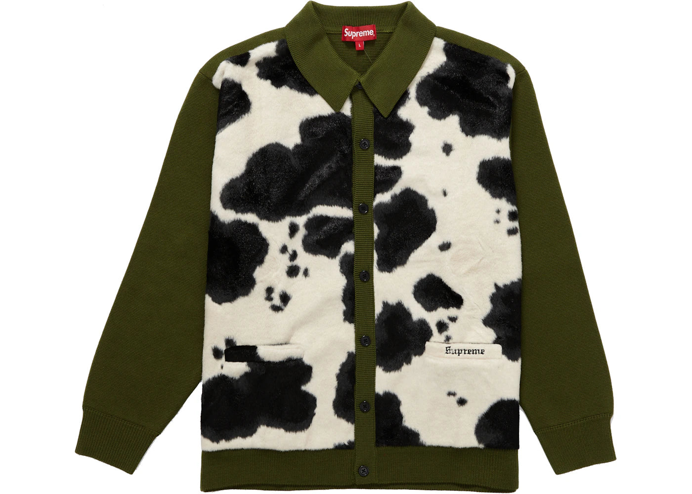 Supreme Cow Print Cardigan Moss