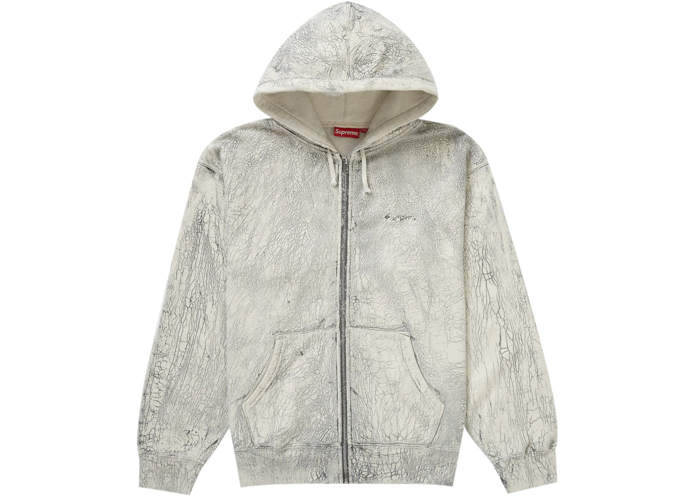 Supreme Crackle Zip Up Hooded Sweatshirt Natural