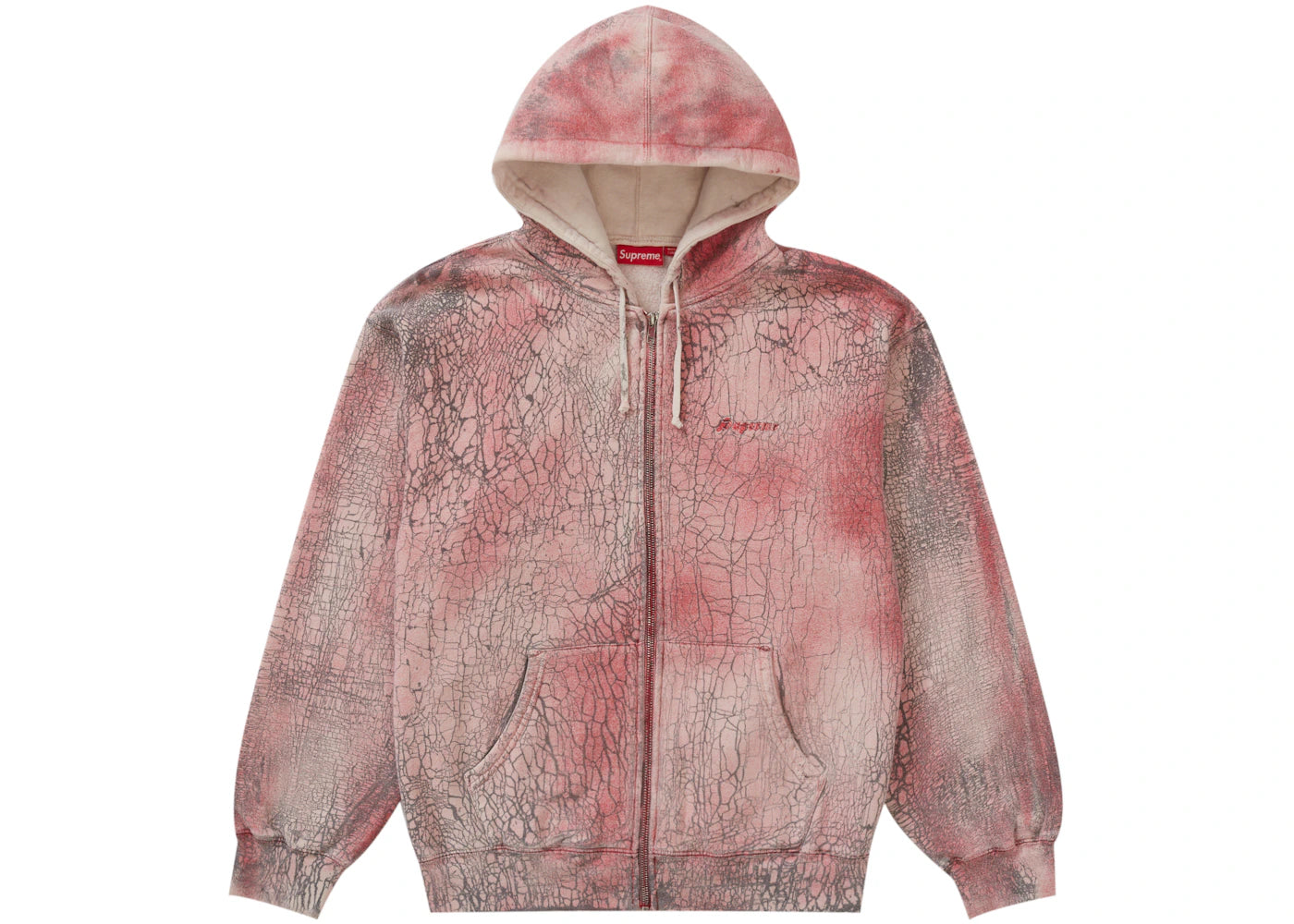 Supreme Crackle Zip Up Hooded Sweatshirt Red