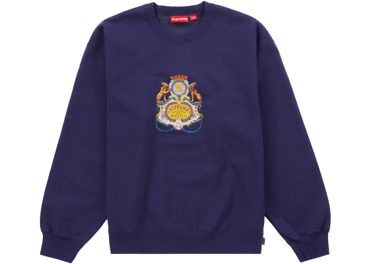 Supreme Crest Crewneck Washed Navy